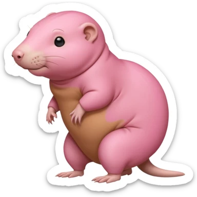 a sideways standing naked mole rat sticker