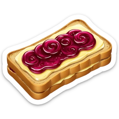 a slice of bread with butter and rasperry jam sticker
