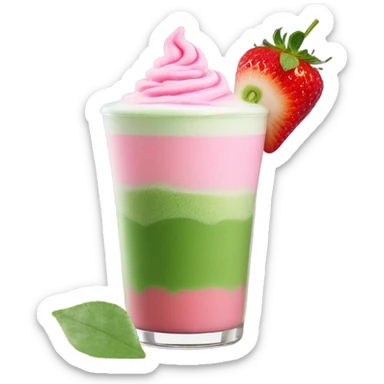 iced matcha latte strawberry cold foam sticker