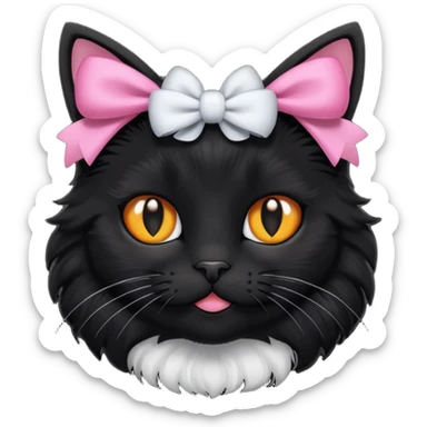 black cat with bows sticker