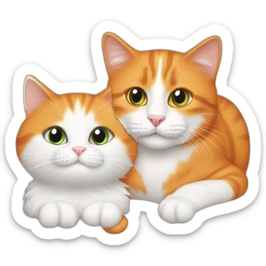 Orange cat and white cat sticker