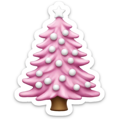 Pink Christmas tree with white decorations  sticker