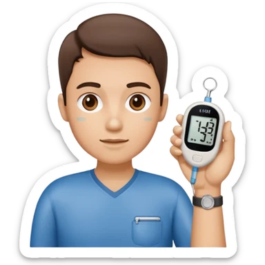 person with diabetes with glucose meter in his hand sticker