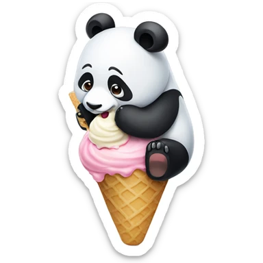 Panda eating ice cream sticker