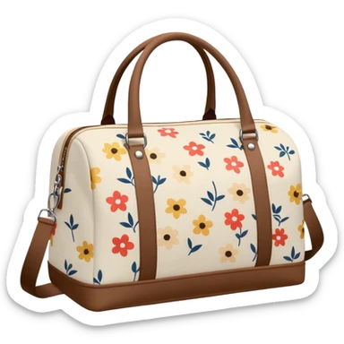 A sports bag with a pale light beige print in a small flower sticker