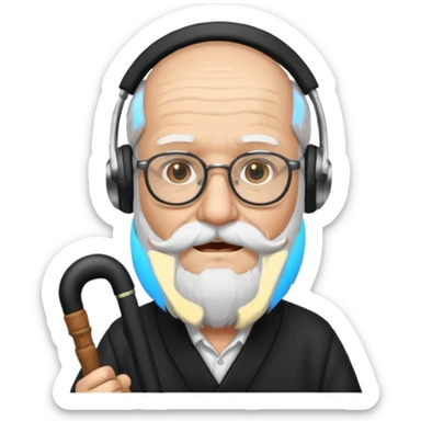 Anciano barba blanca larga bastón aufifono lentesb sticker