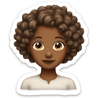 Brown girl with curly hair sticker