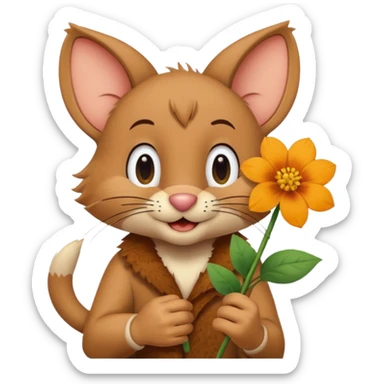 Jerry from tom and jerry, giving a flower sticker