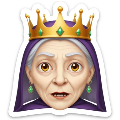 evil old witch with crown sticker