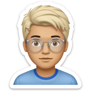 Erstelle mir eine Emoji von einem Jungen. Herkunft: Südamerika, Jung und Gutaussehend, mit durchsichtiger Brille und anderer Frisur  sticker