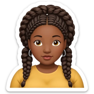 Curvy plus size black lady with braids sticker