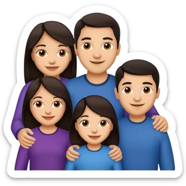 Light skin dark hair, Hispanic family of 6 sticker