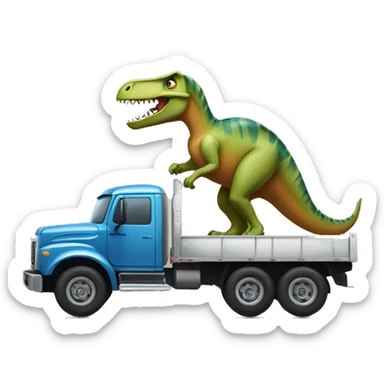 truck with a dinosar sticker