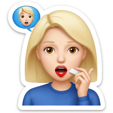 a woman is talking and English letters are coming out of her mouth sticker
