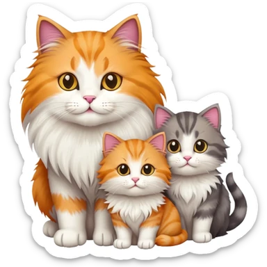 cat family with mother and kittens sticker