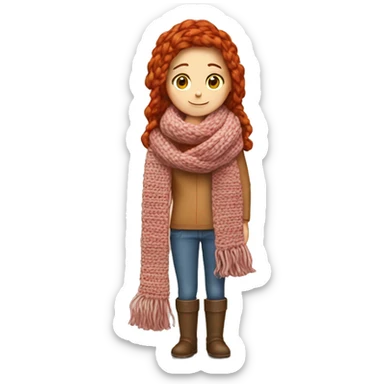 redhead girl crocheting a scarf  sticker