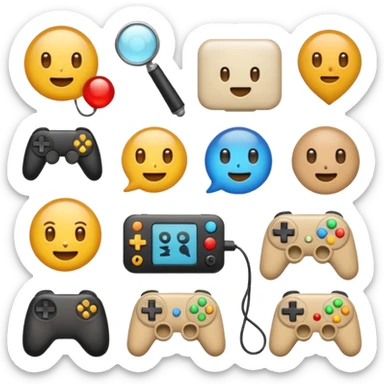 create an emoji pack for a discord server with this description Initially, ADN-13 began as a private Discord server for three scientists. They discovered that gaming sessions and informal communication revealed cognitive potential better than any laboratory tests.  sticker
