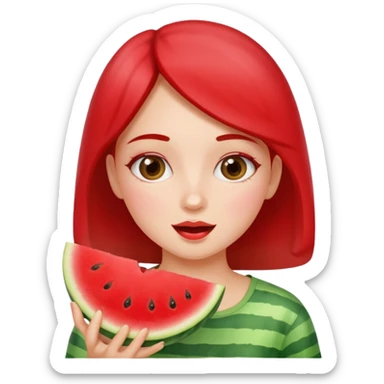 Girl eating watermelon sticker