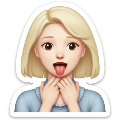 person with hands on neck crossed choking themselves with tongue out slightly happy  sticker