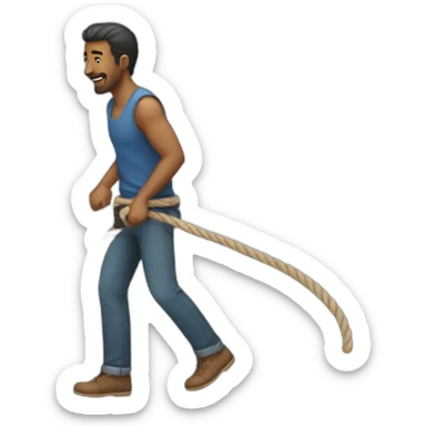 a man pulling rope sticker