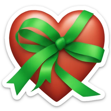 Red heart with green ribbon on top sticker
