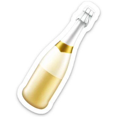 Tilted white champagne bottle sticker
