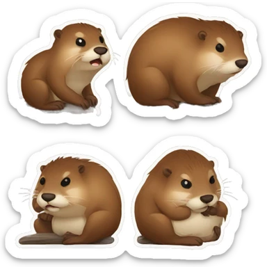 a set of stickers, a beaver animal, tired, emaciated sticker