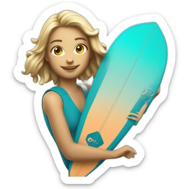 Surfer Girl with duotone kite and twintip board sticker