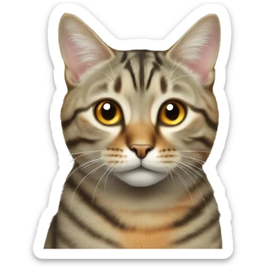 tabby cat with orange and gray on fur and light green eyes sticker