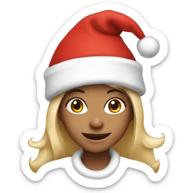 Smiling girl with a Santa hat on  sticker