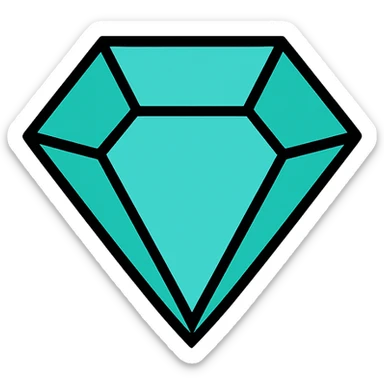 turquoise gem, flat color icon, bold and easy to identify sticker