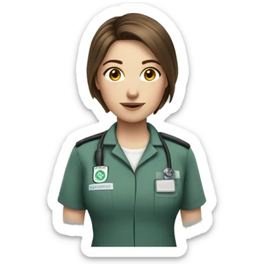 Woman paramedic brown hair fair skin sticker