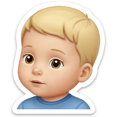 a baby in profile, head upwards, thinking sticker