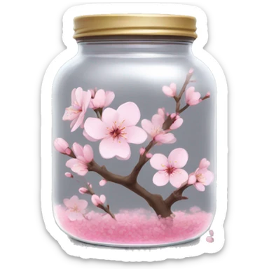 Realistic sakura in a transparent jar sticker