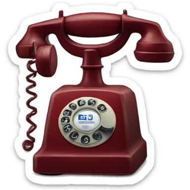 vintage dark red telephone sticker