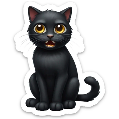 mad black cat  sticker