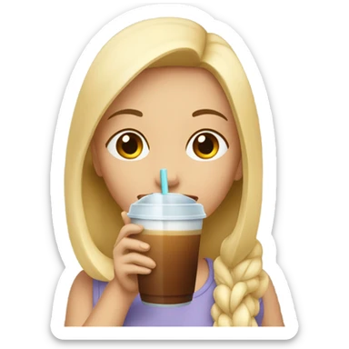 girl enjoying an iced coffee sticker