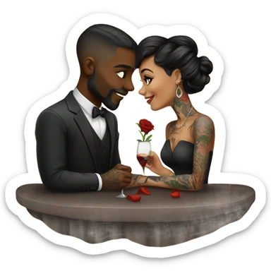 Romantic fancy date for beautiful tattooed couple sticker