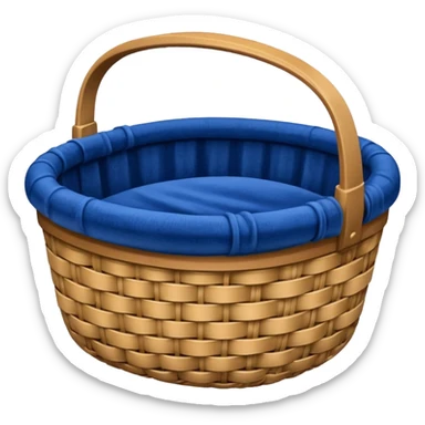 Basket with blue velvet fabric sticker