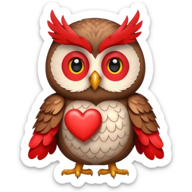 Owl holding hearts sticker