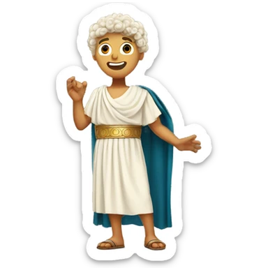 white boy in a Ancient Greek costume singing, on stage  sticker