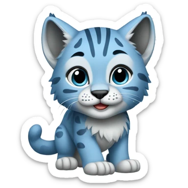 A blue lynx cub full body sticker