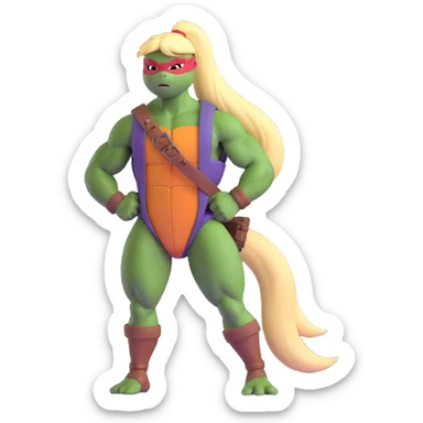Hun from TMNT, large muscular gang leader with blonde ponytail sticker