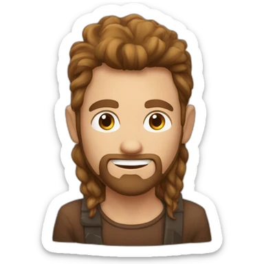 Een vreemde man met bruin haar die lang is met een zonebril sticker