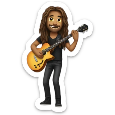 Guitarist with long hair playing sticker