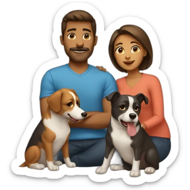 2 women 2 men 3 dogs family sticker