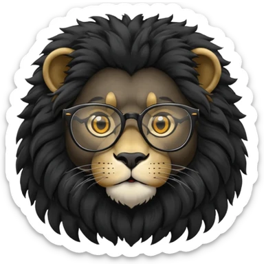 Black Lion with glasses on sticker