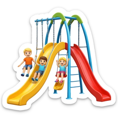 children's playground, vibrant slide and swings sticker