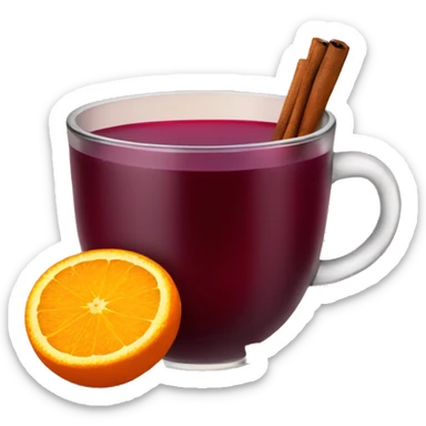 cup of mulled wine with spices and orange sticker