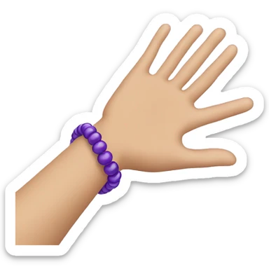 hand with purple bead bracelet waving sticker